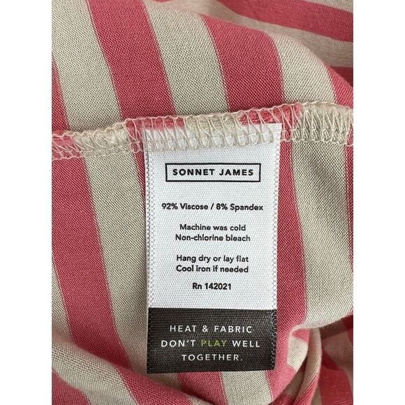Sonnet James Play Dress Pink Striped Short Sleeve Stretch Size Medium - Picture 3 of 4